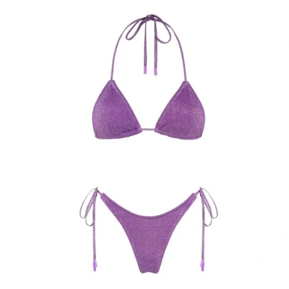TRIANGL VINCA VIOLET PURPLE SPARKLE Triangle Bikini Set S/M - Picture 1 of 7